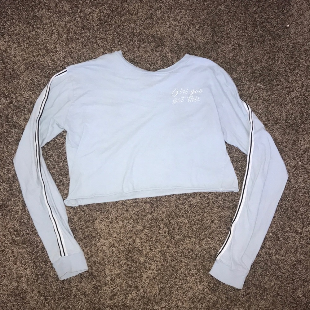 Rue 21 Light Blue Cropped Long Sleeve Top